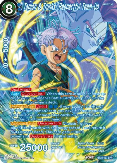 Tapion and Trunks Respectful Team Up SPR BT24-037 Beyond Generations Dragonball Super card