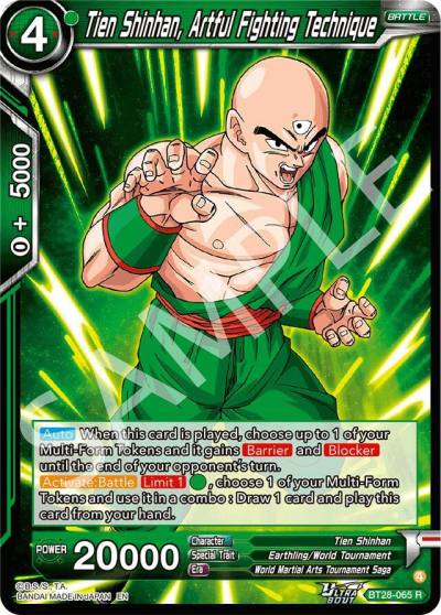 Tien Shinhan Artful Fighting Technique BT28-065 Prismatic Clash Dragonball Super card