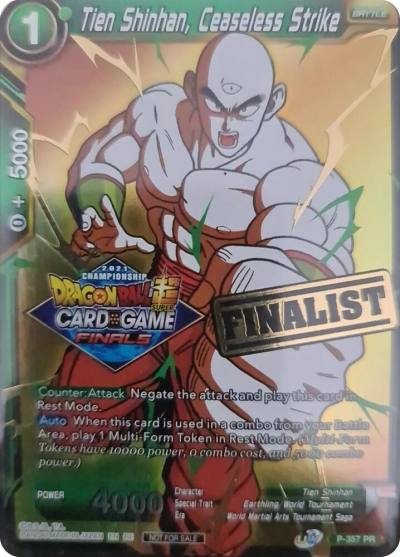Tien Shinhan Ceaseless Strike Championship 2021 Vault Set Finalist Gold Stamped P-357 Promotion Cards Dragonball Super card