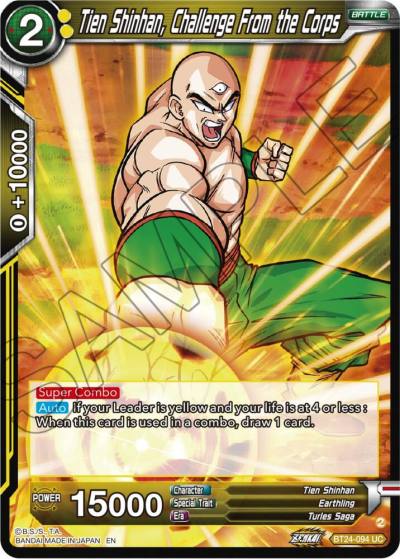 Tien Shinhan Challenge From the Corps BT24-094 Beyond Generations Dragonball Super card