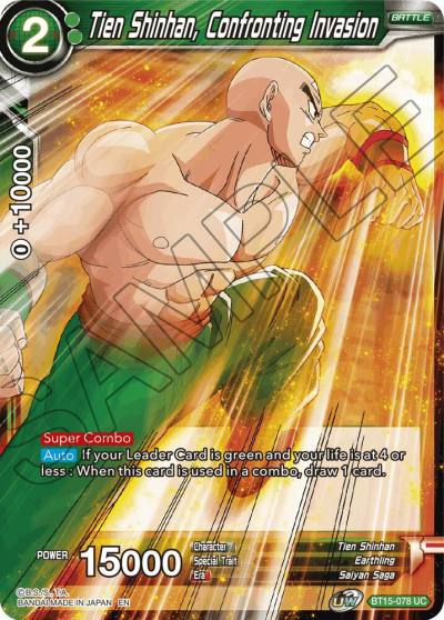 Tien Shinhan Confronting Invasion BT15-078 Saiyan Showdown Dragonball Super card