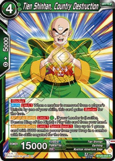 Tien Shinhan Country Destruction BT29-053 Fearsome Rivals Dragonball Super card