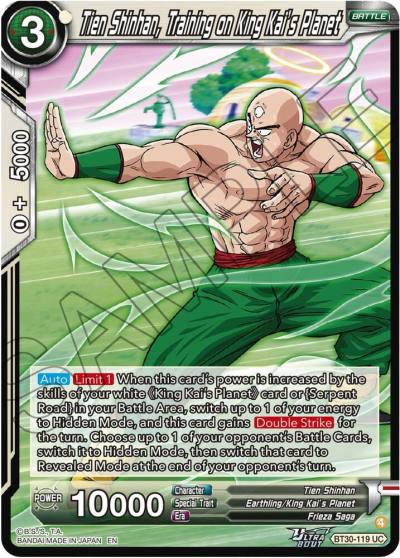 Tien Shinhan Training on King Kais Planet BT30-119 Three Glorious Fighters Dragonball Super card