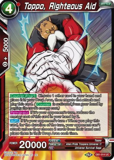 Toppo Righteous Aid DB1-014 Mythic Booster Dragonball Super card