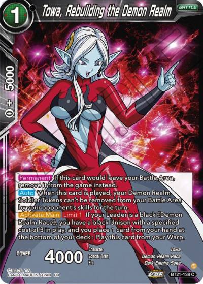 Towa Rebuilding the Demon Realm BT21-138 Wild Resurgence Dragonball Super card