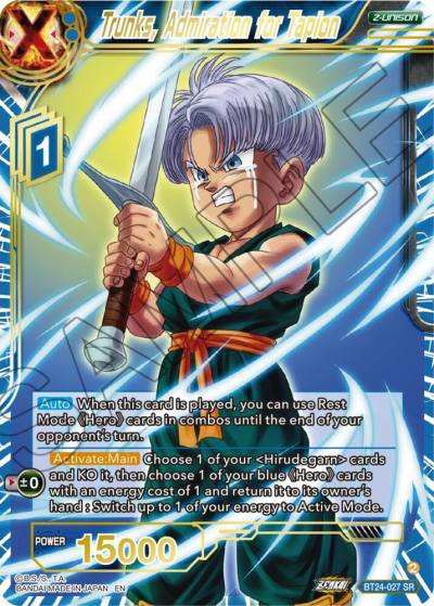 Trunks Admiration for Tapion BT24-027 Beyond Generations Dragonball Super card