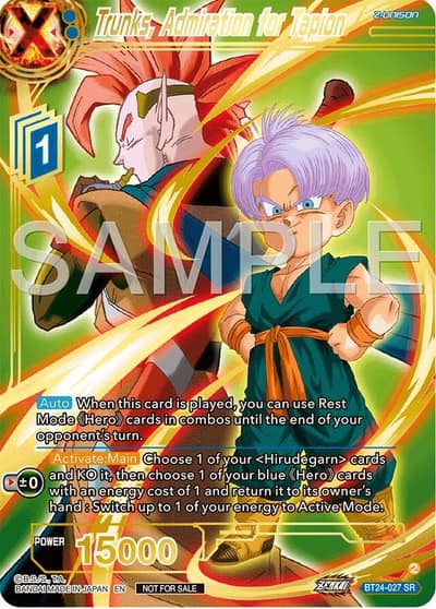 Trunks Admiration for Tapion Championship 2024 Finals Zenkai Pack Gold Stamped BT24-027 Tournament Promotion Cards Dragonball Super card