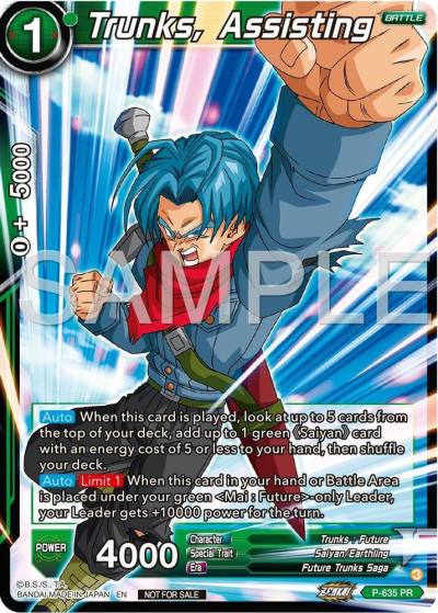 Trunks Assisting Zenkai Series Tournament Pack Vol9 P-635 Promotion Cards Dragonball Super card