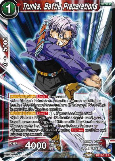 Trunks Battle Preparations Foil BT23-019 Perfect Combination Dragonball Super card