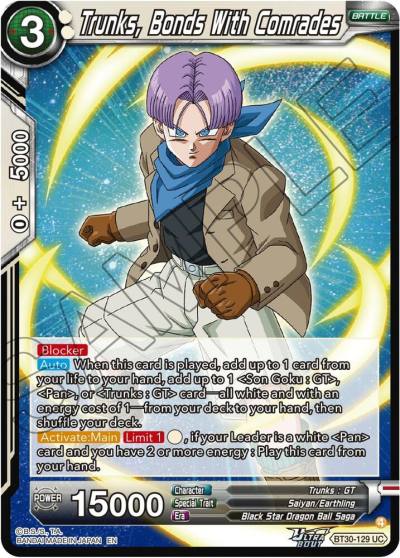 Trunks Bonds With Comrades BT30-129 Three Glorious Fighters Dragonball Super card