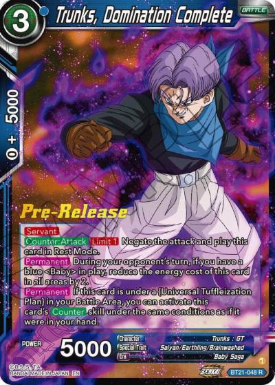 Trunks Domination Complete BT21-048 Wild Resurgence Pre-Release Cards Dragonball Super card