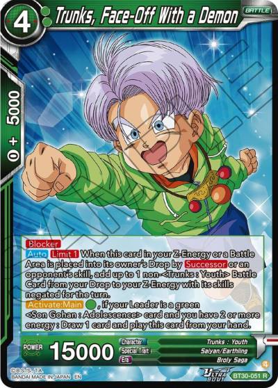 Trunks Face Off With a Demon BT30-051 Three Glorious Fighters Dragonball Super card