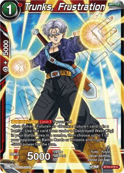 Trunks Frustration BT23-018 Perfect Combination Dragonball Super card