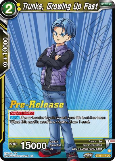Trunks Growing Up Fast BT18-117 Dawn of the Z-Legends Pre-Release Cards Dragonball Super card