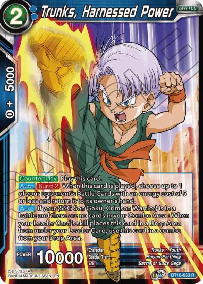 Trunks Harnessed Power BT16-033 Realm of the Gods Dragonball Super card