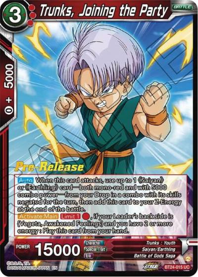 Trunks Joining the Party BT24-015 Beyond Generations Pre-Release Cards Dragonball Super card