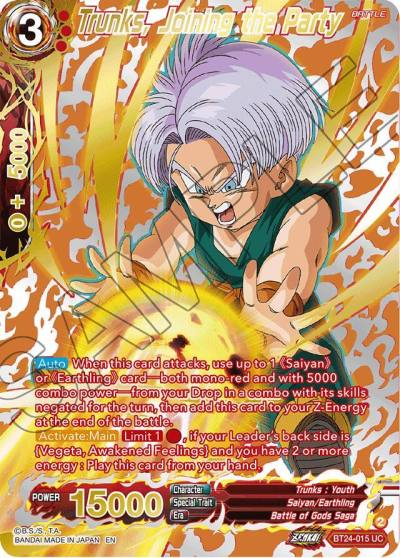 Trunks Joining the Party Collector Booster Gold BT24-015 Beyond Generations Dragonball Super card