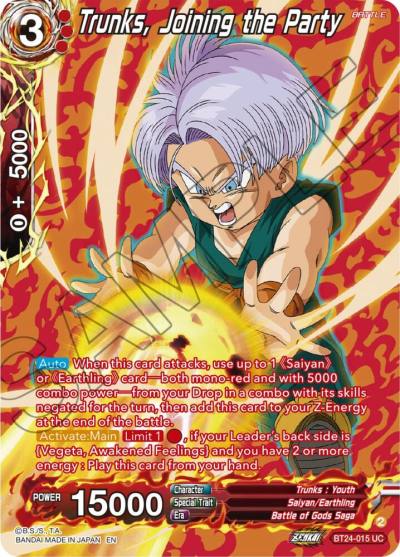 Trunks Joining the Party Collector Booster Silver BT24-015 Beyond Generations Dragonball Super card