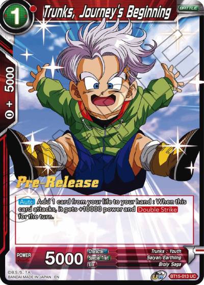 Trunks Journeys Beginning BT15-013 Saiyan Showdown Pre-Release Cards Dragonball Super card