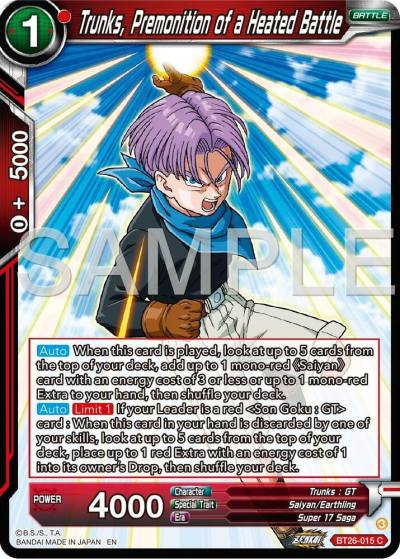 Trunks Premonition of a Heated Battle BT26-015 Ultimate Advent Dragonball Super card