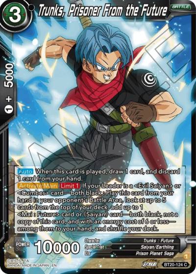 Trunks Prisoner From the Future Foil BT20-124 Power Absorbed Dragonball Super card