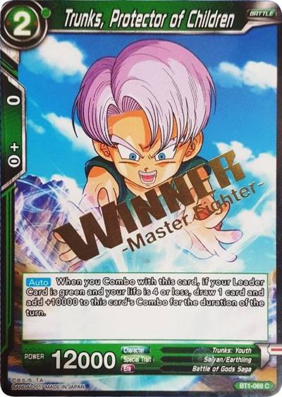 Trunks Protector of Children Winner Stamped BT1-069 Tournament Promotion Cards Dragonball Super card
