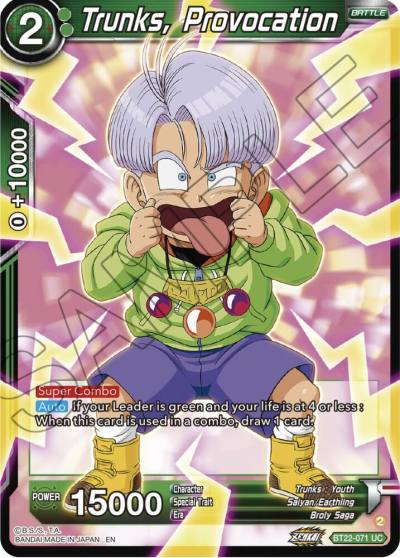Trunks Provocation BT22-071 Critical Blow Dragonball Super card