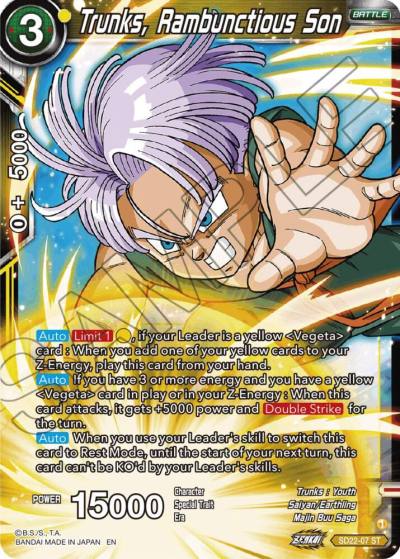 Trunks Rambunctious Son SD22-07 Power Absorbed Dragonball Super card