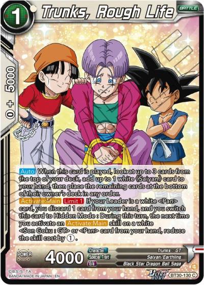 Trunks Rough Life BT30-130 Three Glorious Fighters Dragonball Super card