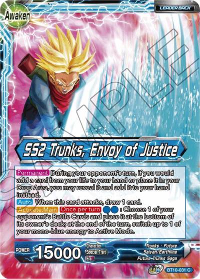 Trunks SS2 Trunks Envoy of Justice BT10-031 Rise of the Unison Warrior Dragonball Super card