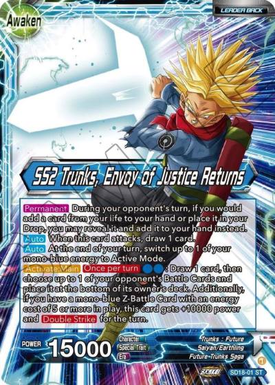 Trunks SS2 Trunks Envoy of Justice Returns Silver Foil SD18-01 Dawn of the Z-Legends Dragonball Super card