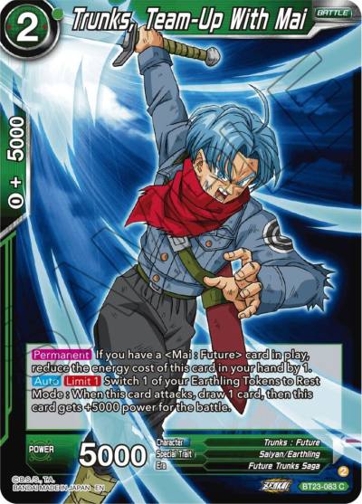 Trunks Team Up With Mai BT23-083 Perfect Combination Dragonball Super card