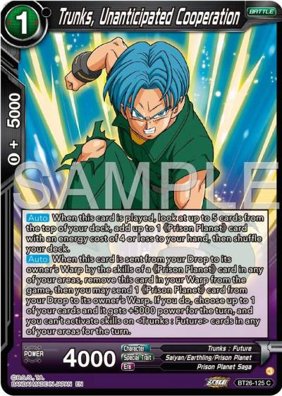 Trunks Unanticipated Cooperation BT26-125 Ultimate Advent Dragonball Super card