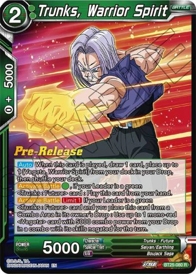 Trunks Warrior Spirit BT25-080 Legend of the Dragon Balls Pre-Release Cards Dragonball Super card