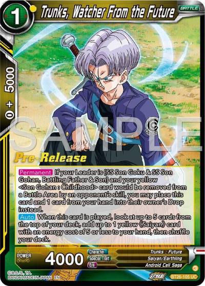 Trunks Watcher From the Future BT26-105 Ultimate Advent Pre-Release Cards Dragonball Super card