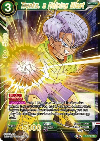 Trunks a Helping Blast Gold Stamped P-128 Mythic Booster Dragonball Super card