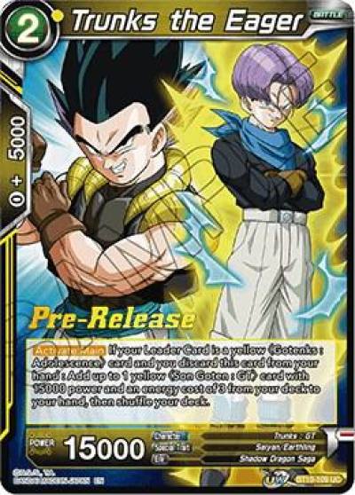 Trunks the Eager BT10-109 Rise of the Unison Warrior Pre-Release Cards Dragonball Super card