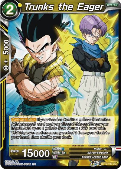 Trunks the Eager BT10-109 Rise of the Unison Warrior Dragonball Super card