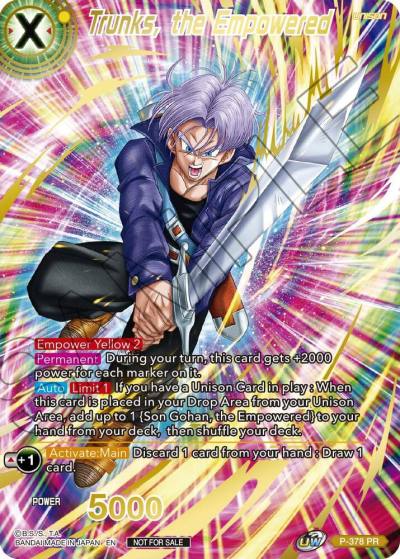Trunks the Empowered Gold Stamped P-378 Promotion Cards Dragonball Super card