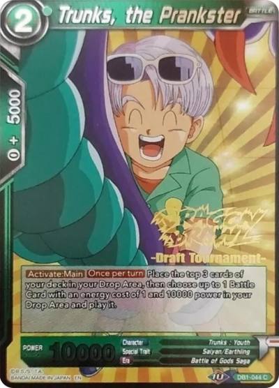 Trunks the Prankster Dragon Brawl Draft Tournament Gold Stamped Foil DB1-044 Promotion Cards Dragonball Super card