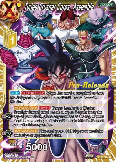 Turles Crusher Corps Assemble BT24-083 Beyond Generations Pre-Release Cards Dragonball Super card