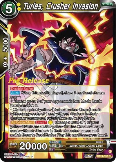 Turles Crusher Invasion BT24-097 Beyond Generations Pre-Release Cards Dragonball Super card