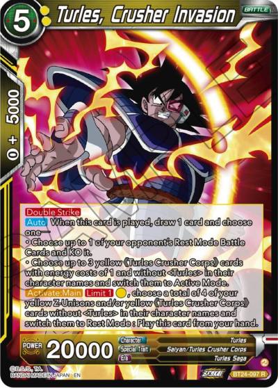 Turles Crusher Invasion BT24-097 Beyond Generations Dragonball Super card