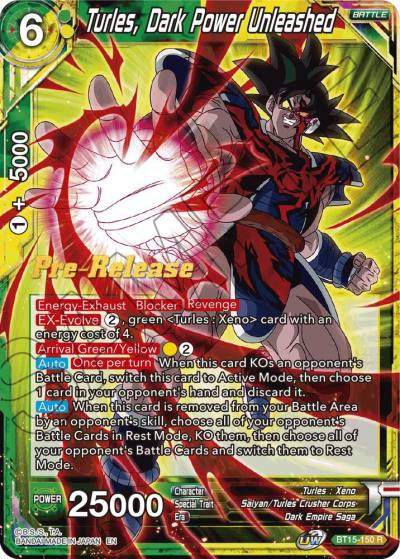 Turles Dark Power Unleashed BT15-150 Saiyan Showdown Pre-Release Cards Dragonball Super card