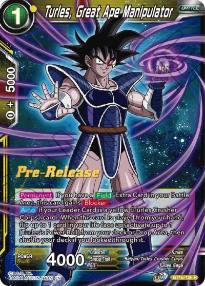 Turles Great Ape Manipulator BT15-106 Saiyan Showdown Pre-Release Cards Dragonball Super card