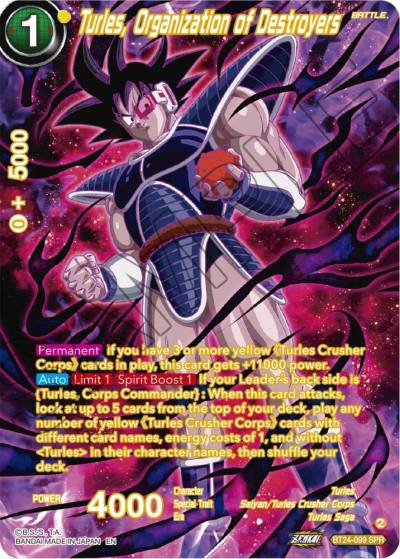 Turles Organization of Destroyers SPR BT24-099 Beyond Generations Dragonball Super card