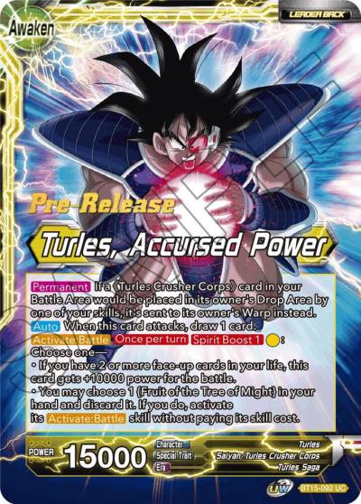 Turles Turles Accursed Power BT15-092 Saiyan Showdown Pre-Release Cards Dragonball Super card