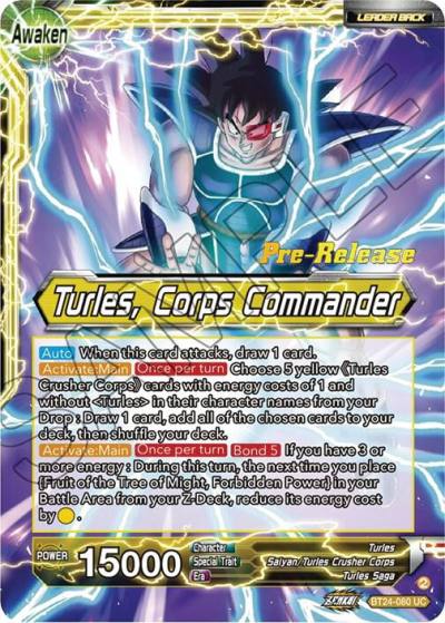 Turles Turles Corps Commander BT24-080 Beyond Generations Pre-Release Cards Dragonball Super card