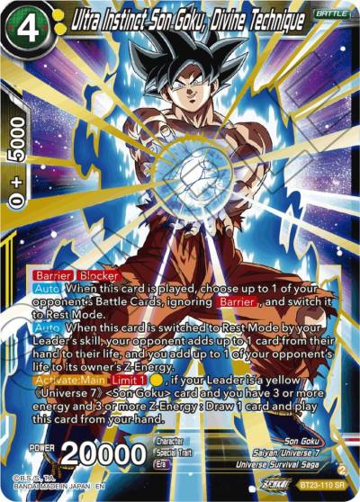 Ultra Instinct Son Goku Divine Technique BT23-110 Perfect Combination Dragonball Super card