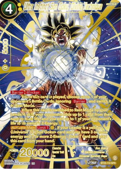 Ultra Instinct Son Goku Divine Technique SPR BT23-110 Perfect Combination Dragonball Super card
